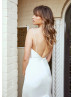 Cowl Neck Ivory Satin Open Back Elegant Wedding Dress